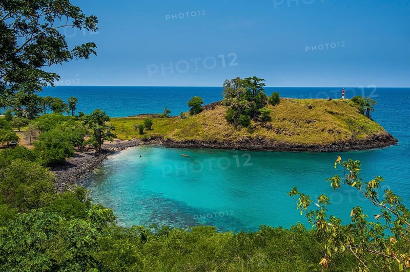 The turquoise waters of Lagoa Azul in northern Sao Tome