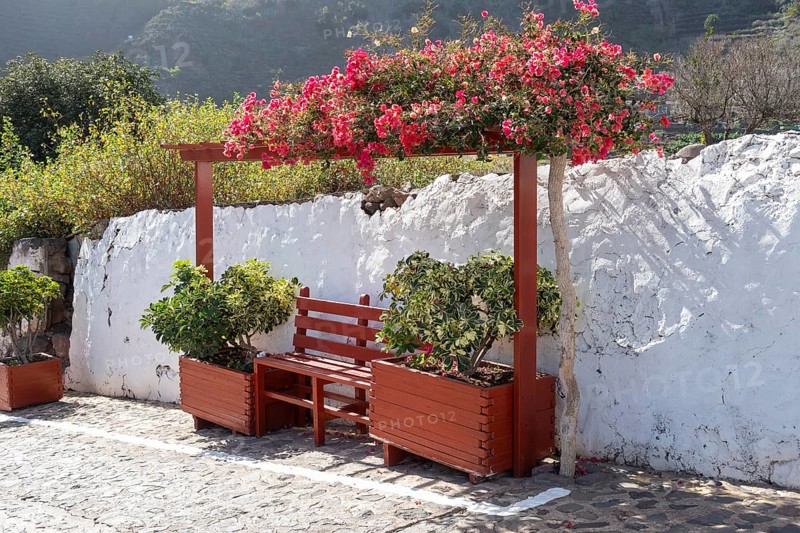 Bench with flower decoration