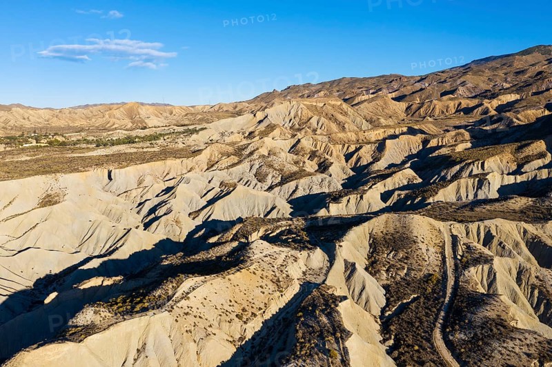 Bare ridges of eroded sandstone in the Tabernas Desert