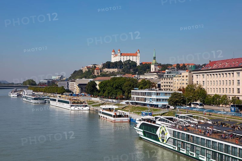 Cruise ship pier with view to Bratislava Castle