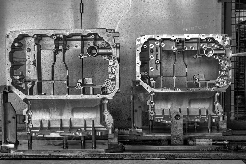Engine parts on the assembly line of the car parts factory