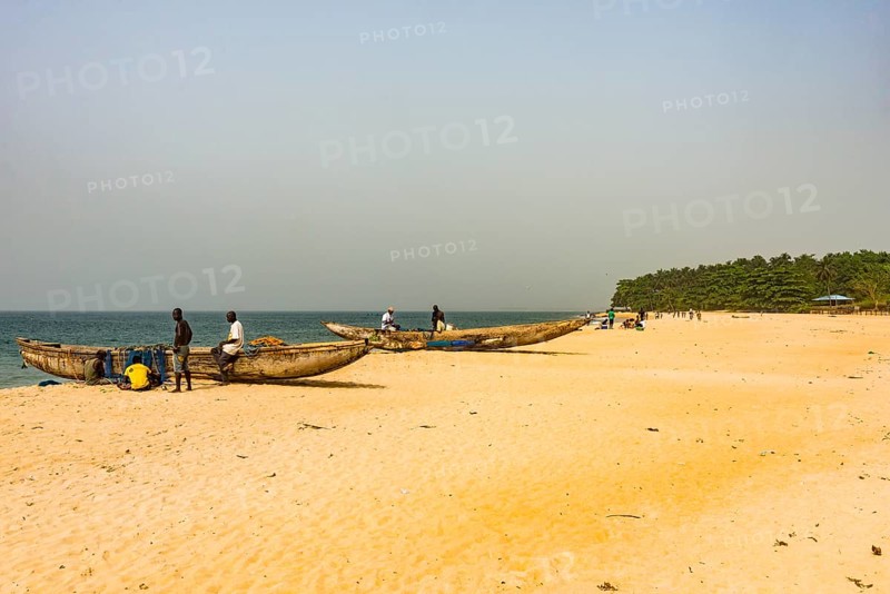 Fishing boats on a beach in Robertsport