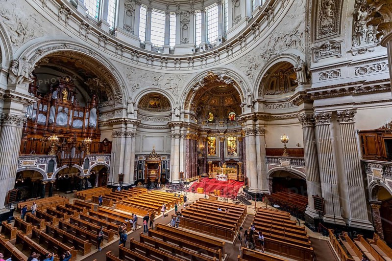 Interior view with altar and organ