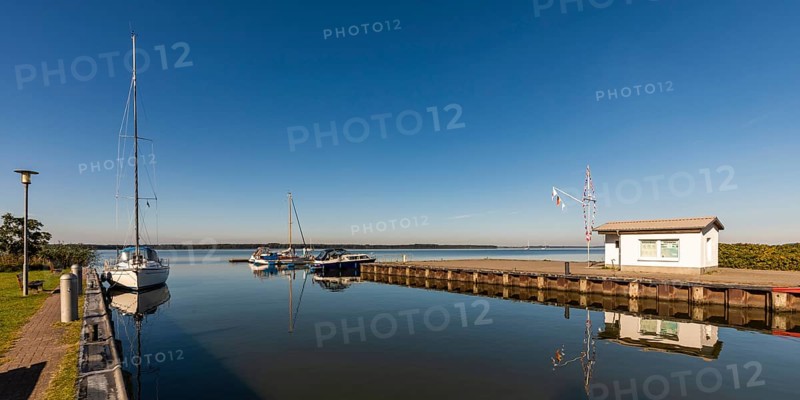 Sport boats in the harbour in front of Peenestrom