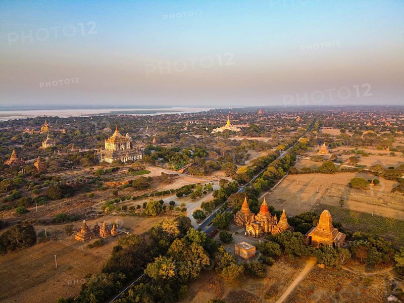 Aerial of the temples of Bagan