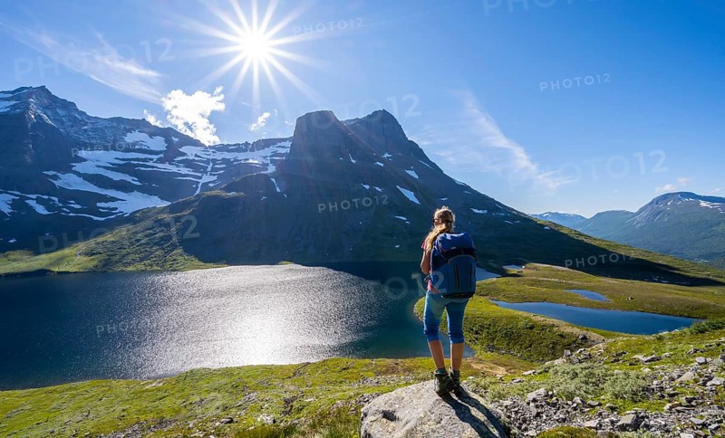 Hiker on the way to Innerdalstarnet