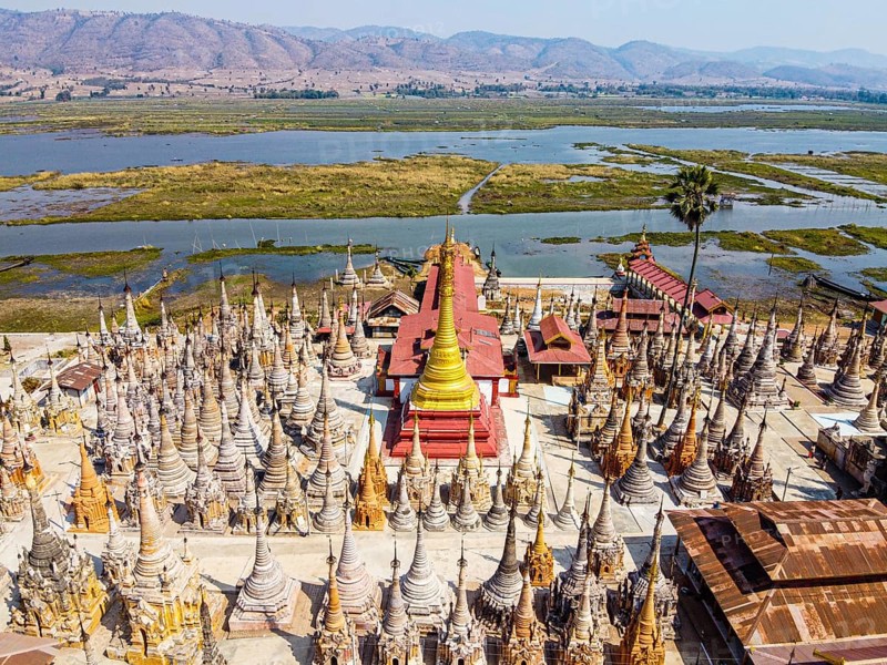 Aerial of the Tharkong Pagoda