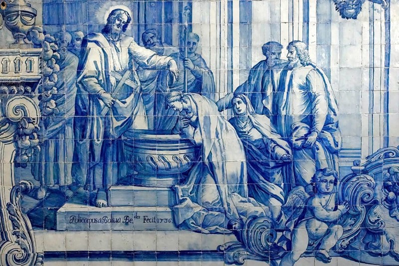 Blue Azulejos in Sao Filipe castle Chapel