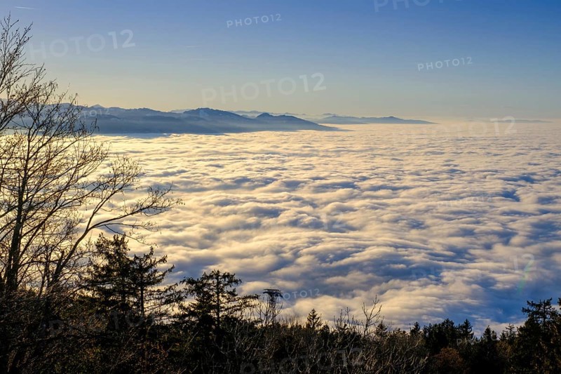 Sunset over high fog