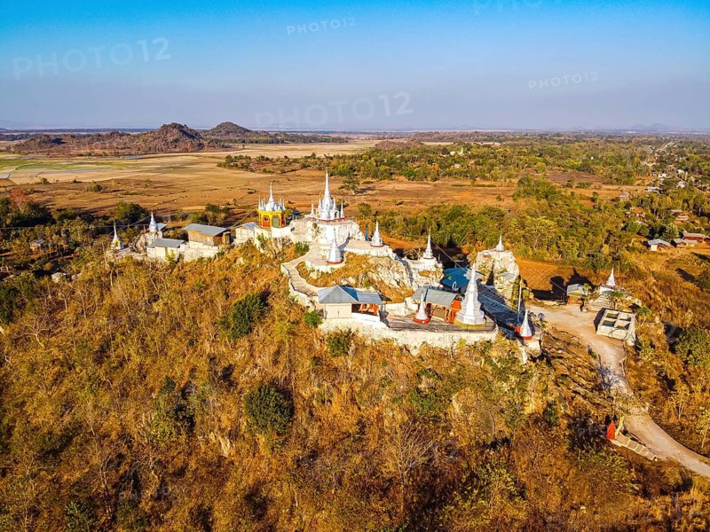 Aerial of a stupa near Panpet