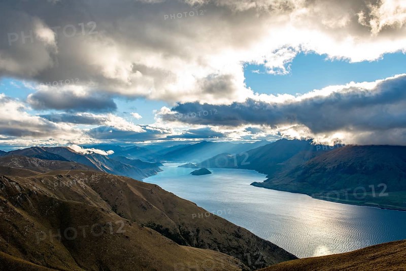 View of Lake Wanaka in the evening light