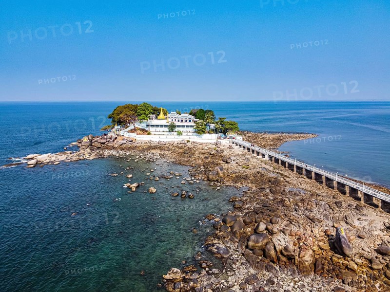 Aerial from the Myaw Yit Pagoda in the ocean near Dawei