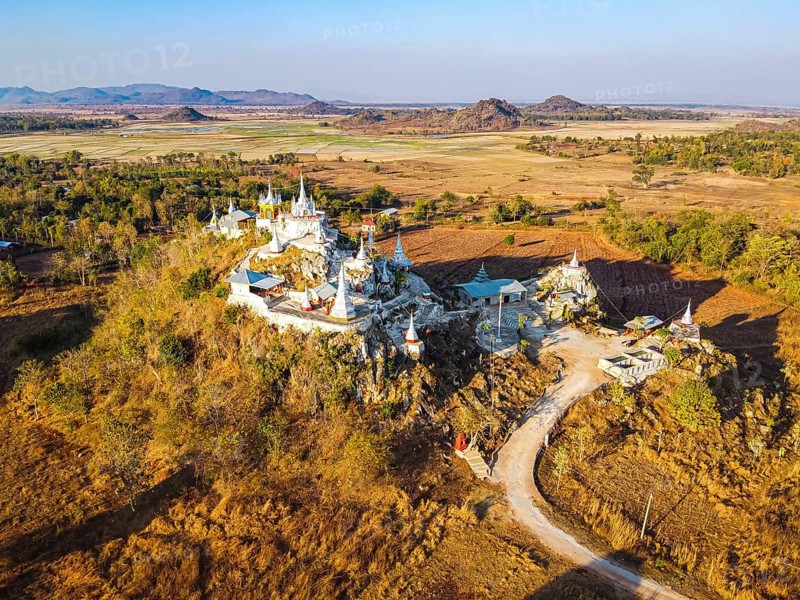 Aerial of a stupa near Panpet