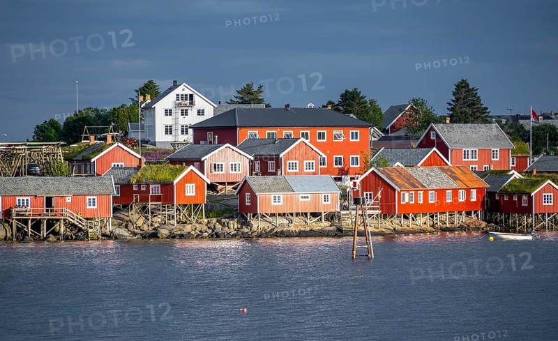 Traditional red stilt houses