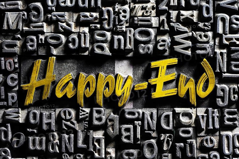 Old lead letters with golden writing
