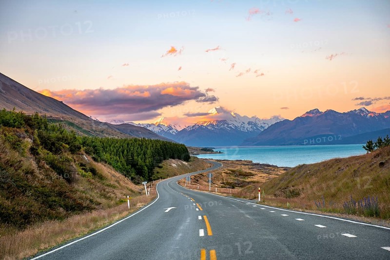 Road with view of Mount Cook