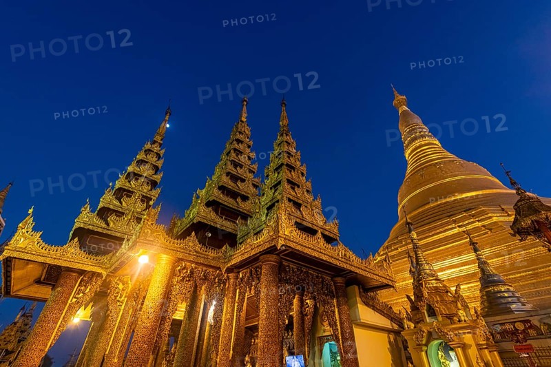 Shwedagon pagoda after sunset