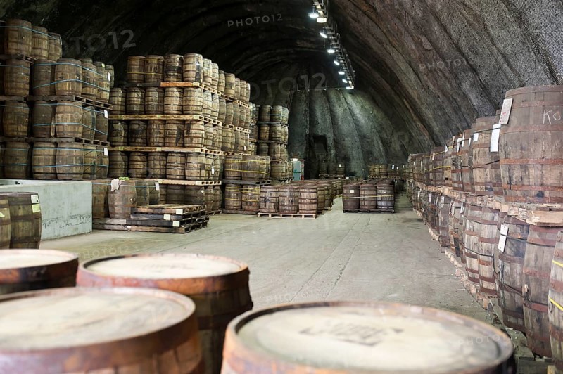 Many whisky casks in storage at Kilbeggan Distillery or Locke's Distillery