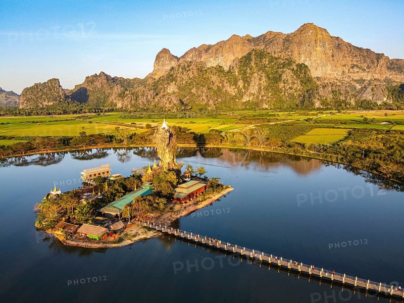 Aerial of the Kyauk Kalap pagoda