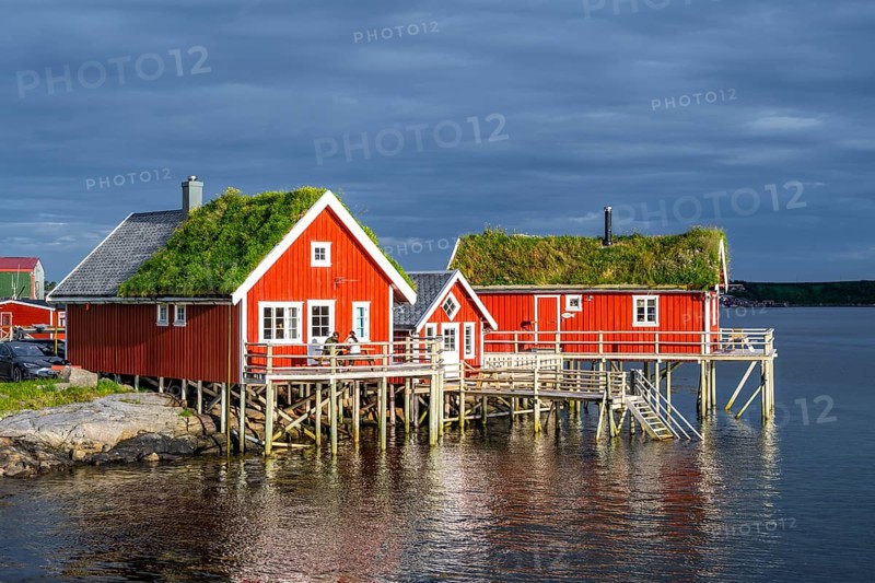 Traditional red stilt houses