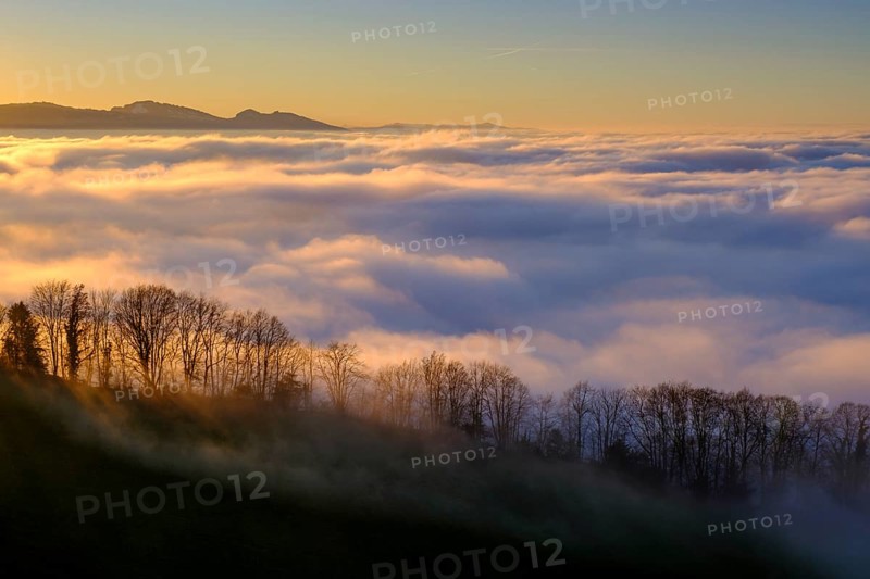 Sunset over high fog