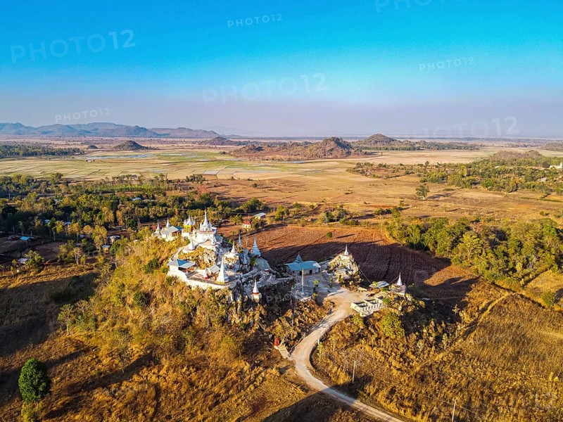 Aerial of a stupa near Panpet