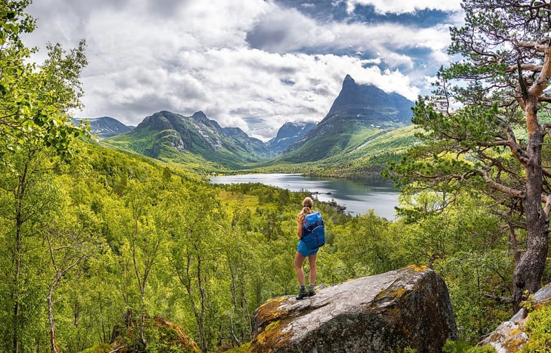 Hiker on rocks