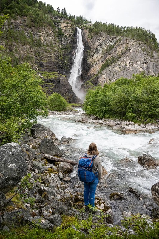 Hiker standing on the bank