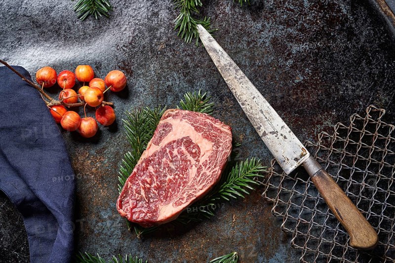 Grained piece of beef