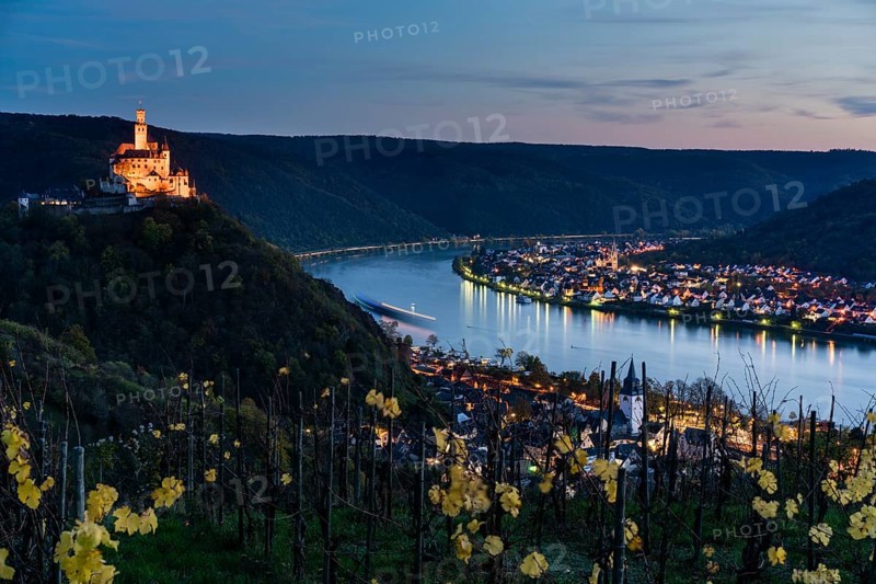 Marksburg Castle at dusk