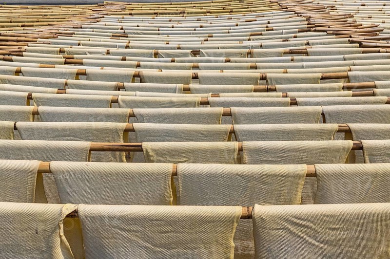 Fresh made rubber sheets at a Rubber plantation near Myeik or Mergui