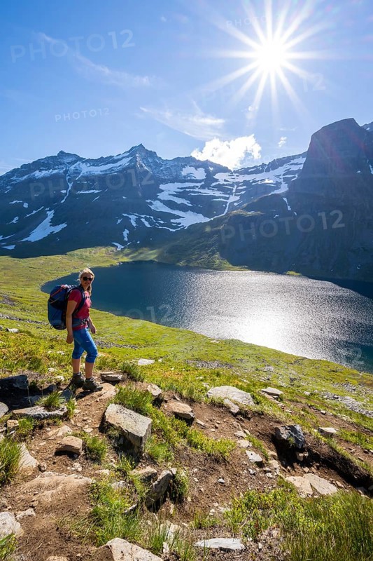 Hiker on the way to Innerdalstarnet
