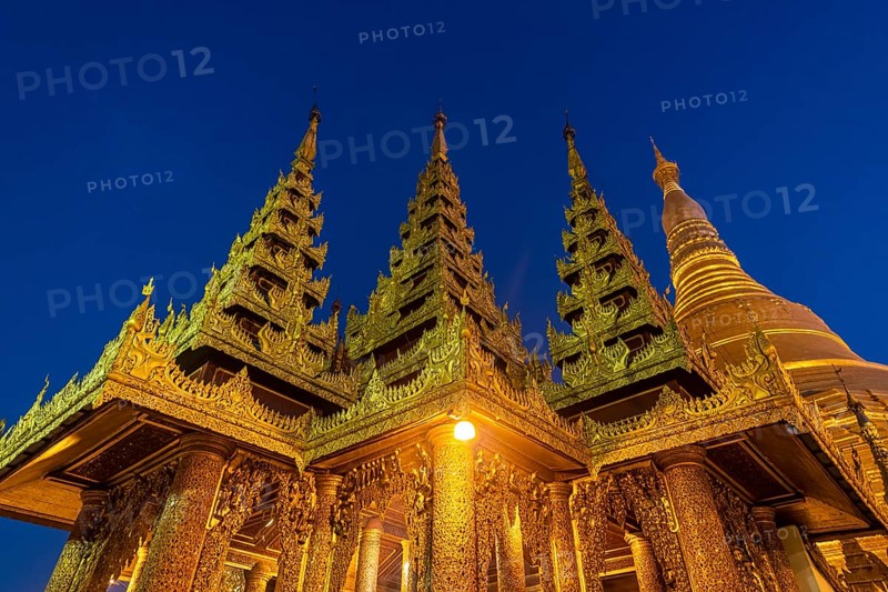 Shwedagon pagoda after sunset