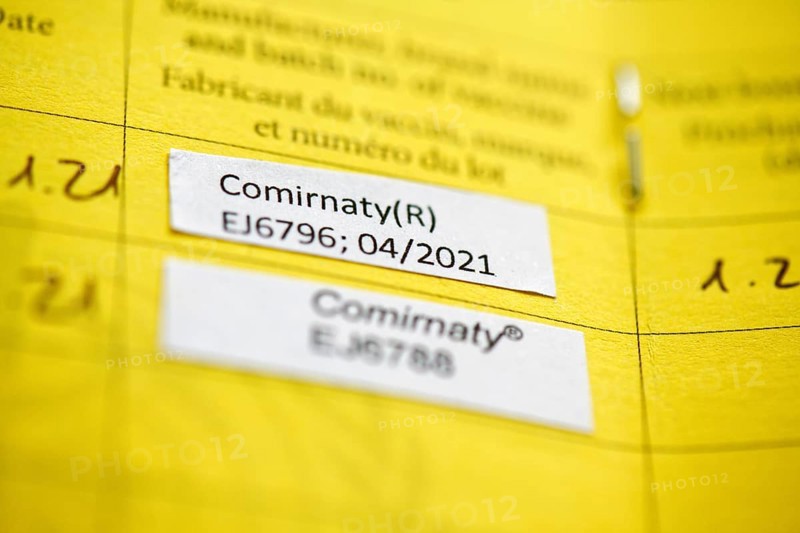 2 Covid vaccinations with vaccine Comirnaty registered in a vaccination card