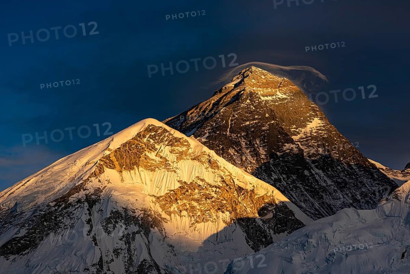 View from Kala Patthar in the evening light on Mount Everest
