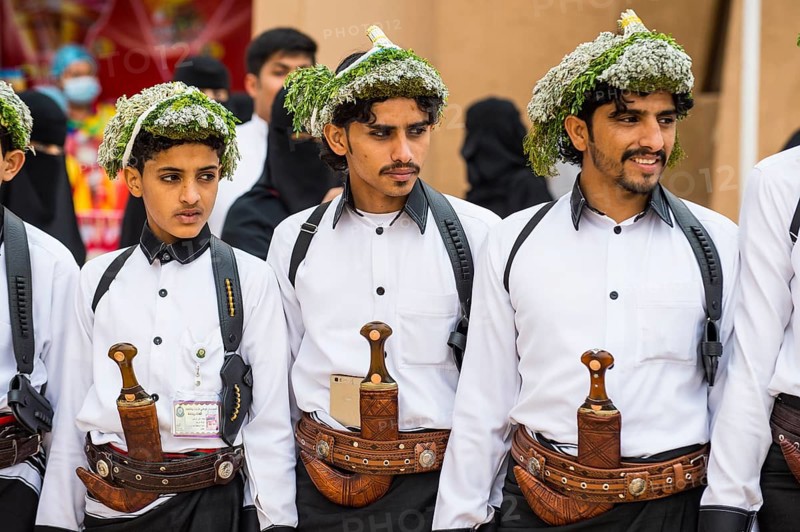 Colourful dressed traditional men