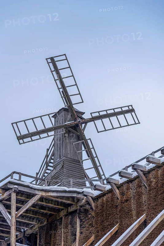Wooden windmill on the graduation house in the Schoenebeck-Salzelmen spa park