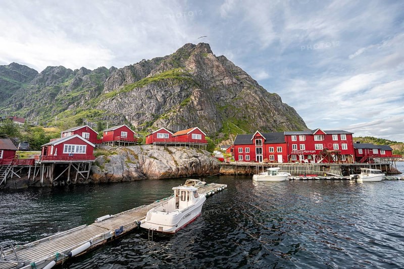 Traditional red stilt houses