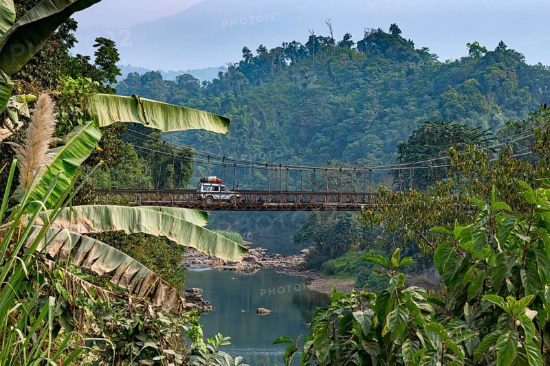 Steel bridge in the remote mountains of Manipur