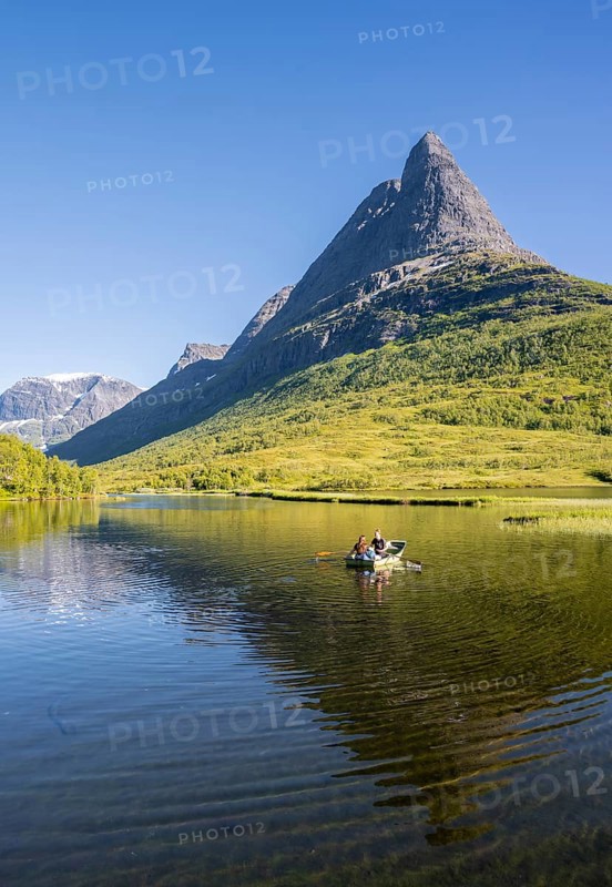 Ruterboat on lake Litlvatnet in the high valley Innerdalen