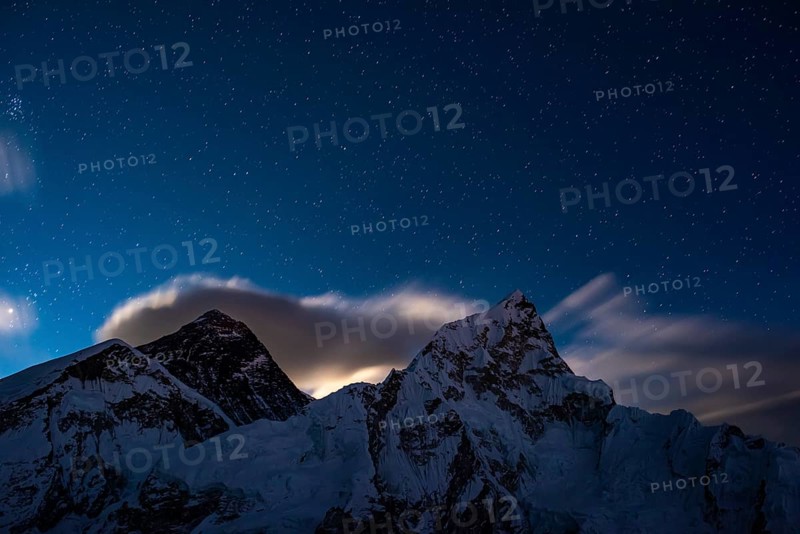 View at night from Kala Patthar to Mount Everest