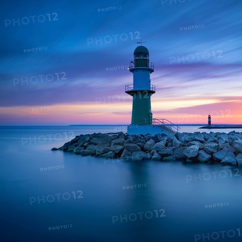 Pier light Warnemuende at dawn