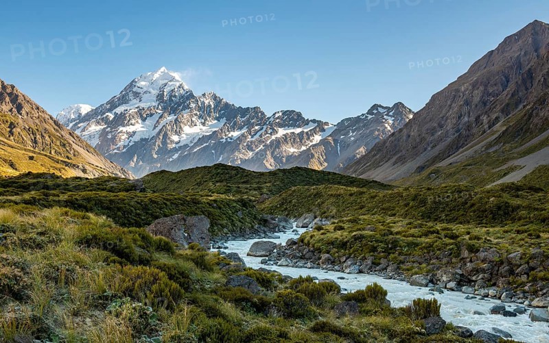 Hooker Valley with view of snow-capped Mount Cook
