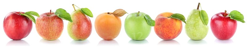 Apple fruit pear peach pears apples fruit fresh in a row