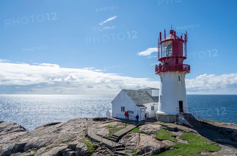 Red-white Lindesnes lighthouse