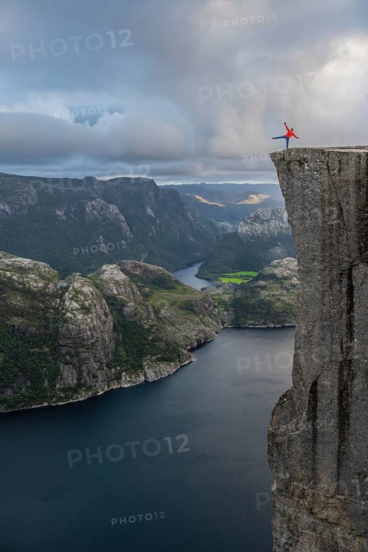 Single person on rock plateau