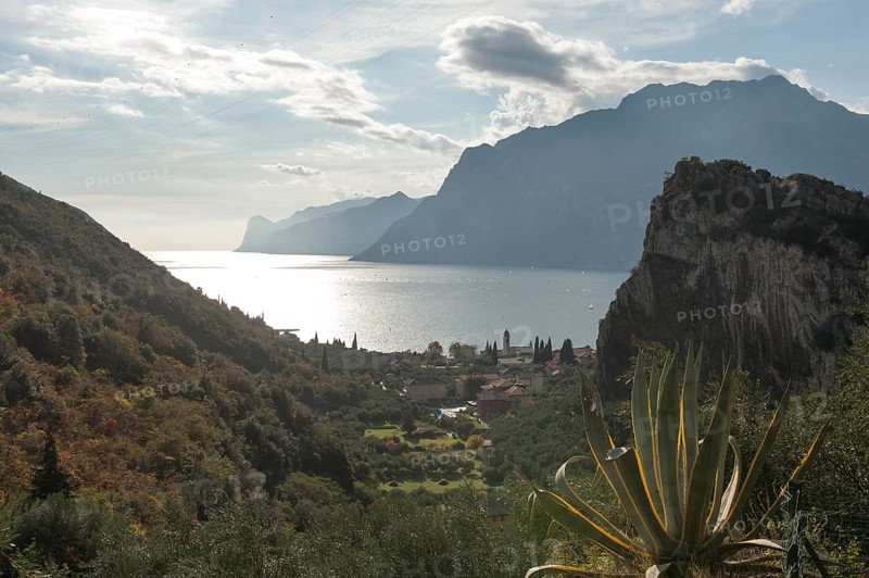 View of Torbole through the valley Valle di Santa Lucia