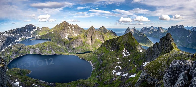 Mountain landscape with lake Tennesvatnet and Krokvatnet