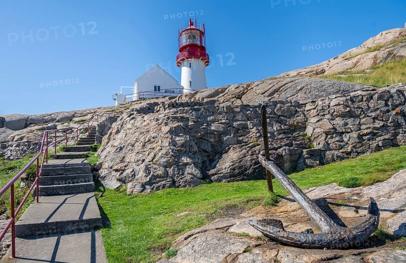 Red-white Lindesnes lighthouse