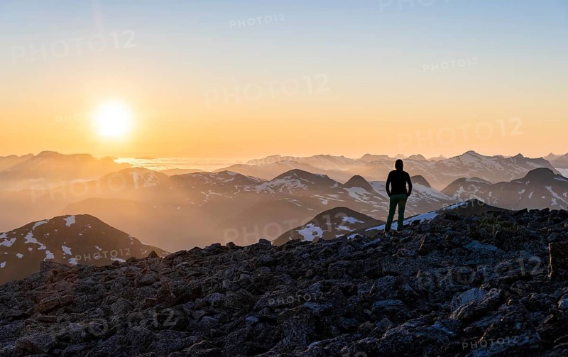 Hiker enjoying the evening mood